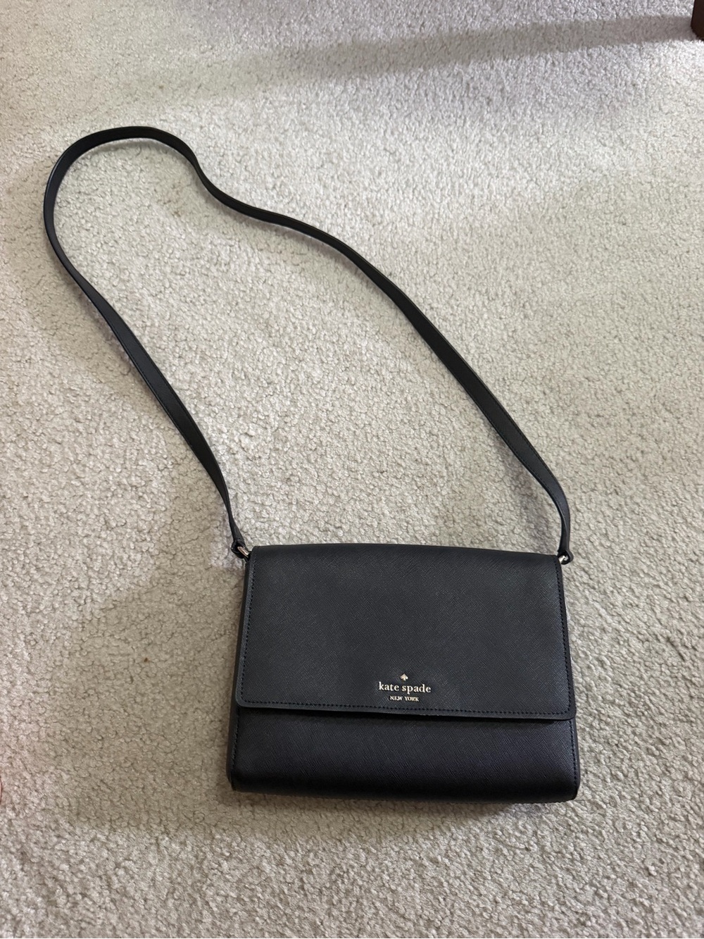 kate spade Black Crossbody Leather Flap Bag